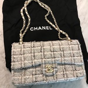 Chanel tweed double flap handbag